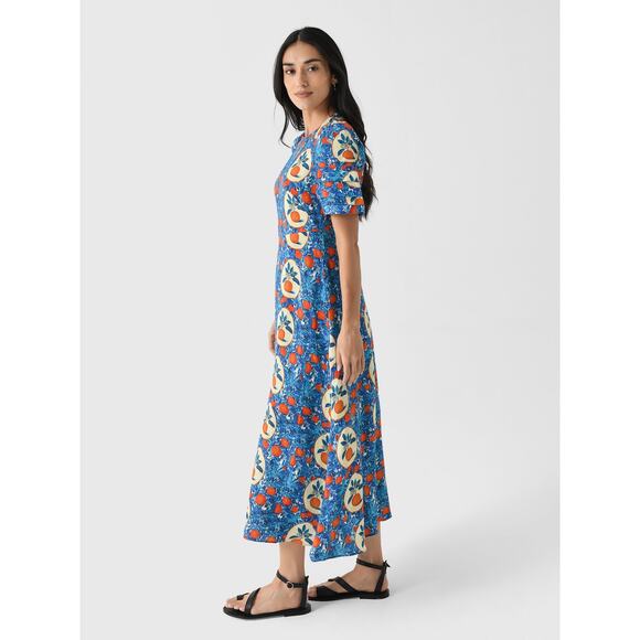 Hunter Bell Casey Dress in Orange Grove blue linen blend midi sheath Size 0 - Picture 6 of 16